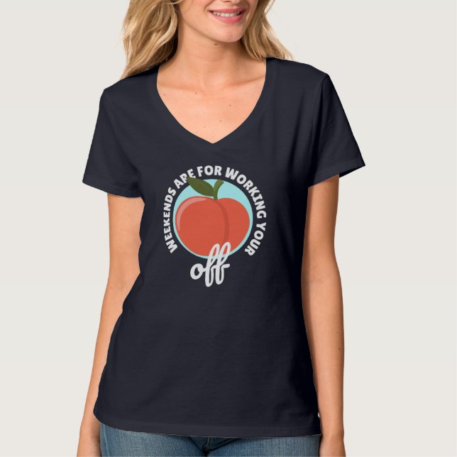 Camiseta Fins de Semana de Pêssego Apricot Clássico de Frut (Frente)