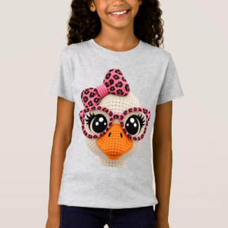 Camiseta Fio de Crochê Falso Silly Goose Leopard Coquette L