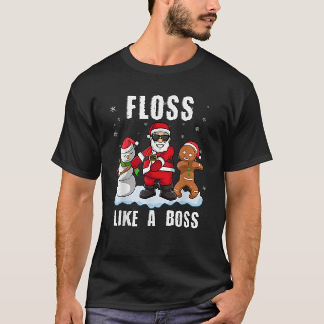 Camiseta Fio de Natal Engraçado Como Papais noeis de chefe  (Frente)