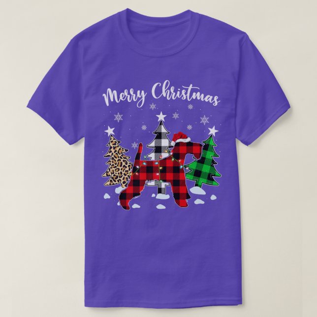Camiseta Fio de Xadrez do Terrier Dog Christma (Frente do Design)
