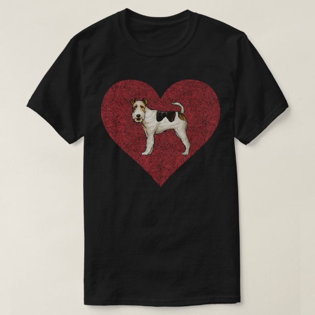 Camiseta Fio do Dia de os namorados Terrier Cão Amor Finger (Frente do Design)