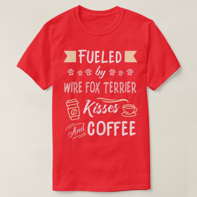 Camiseta Fio Fox Terrier Kisses E Camisa-Café (Frente do Design)