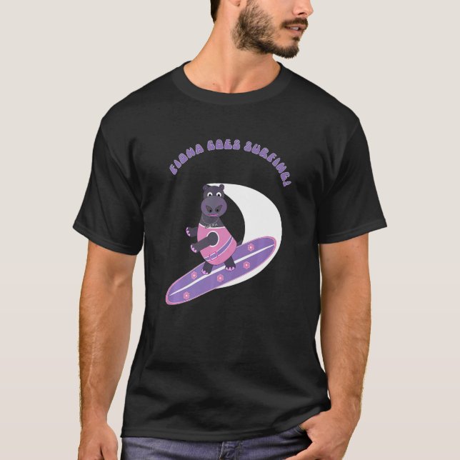 Camiseta Fiona O Bebê Hippo De Cincinnati Vai Surfar (Frente)