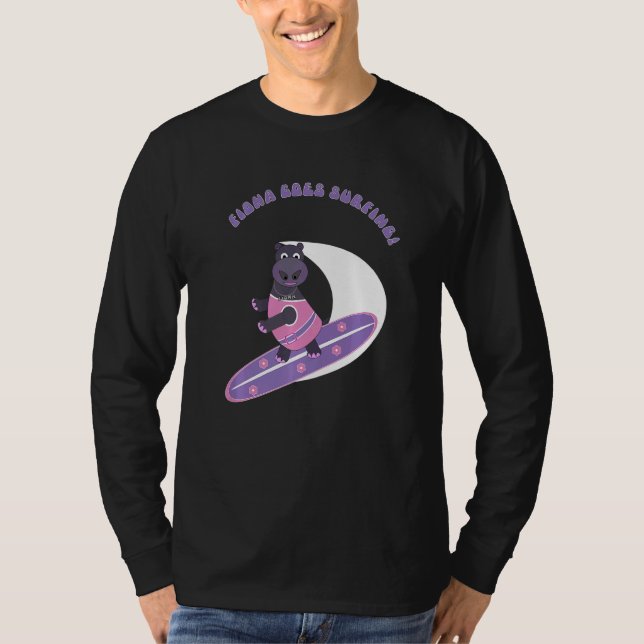Camiseta Fiona O Bebê Hippo De Cincinnati Vai Surfar (Frente)