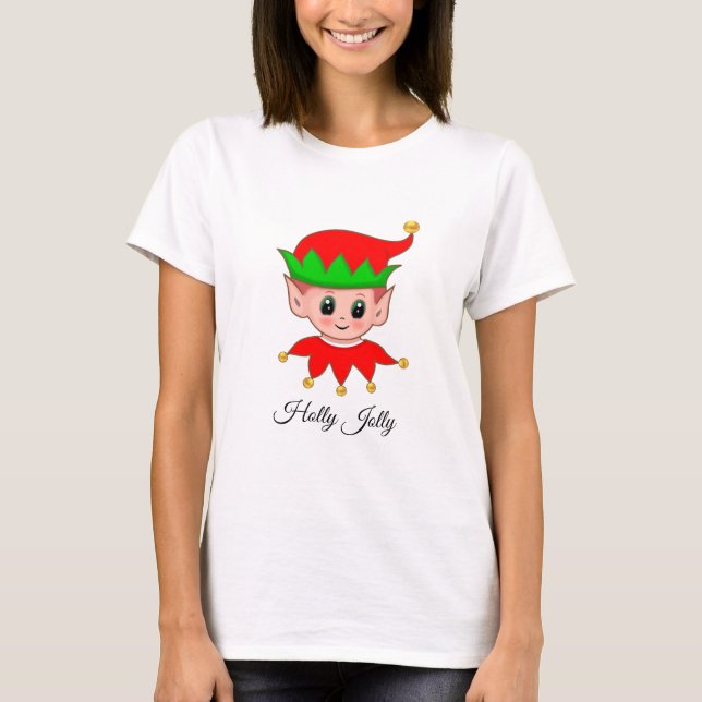 Camiseta Fios de elfo e Jingle de Natal bonitos (Frente)