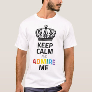 Camiseta Fique Calmo E Admire-Me Arco-Íris Preto Com Coroa