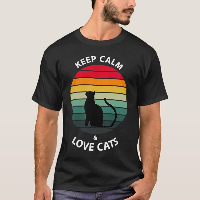 Camiseta Fique calmo e ame gatos (Frente)