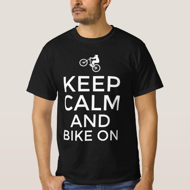 Camiseta Fique calmo e bicicleta ligada (Frente)