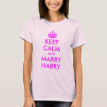 Camiseta Fique calmo e Casado Harry Shirt<br><div class="desc">Uma equipe totalmente personalizável baseada num poster britânico da Segunda Guerra Mundial "Mantenha Calma e Continuar". Você pode mudar o texto para parodiar a poster.</div>