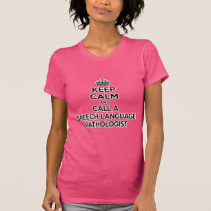 Camiseta Fique calmo e chame um patologista de língua falan