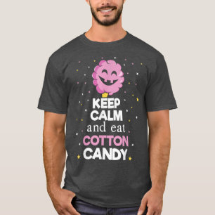 Camiseta Fique calmo e coma algodão doce Engraçado Fácil, p