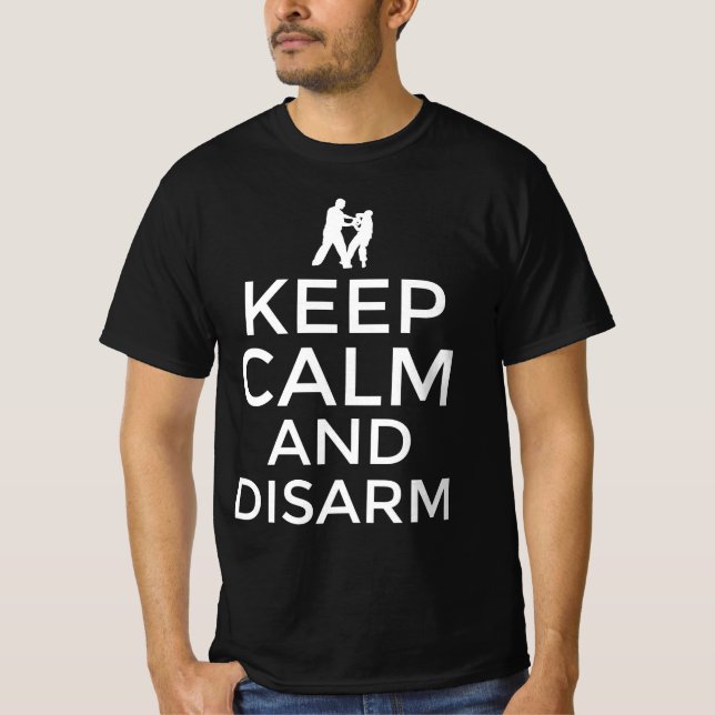 Camiseta Fique calmo e desarme (Frente)