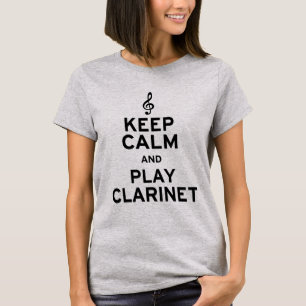 Camiseta Fique calmo e jogue clarinete