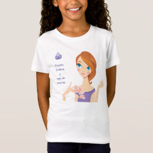 Camiseta Fique calmo e vá Comprar a garota de desenho