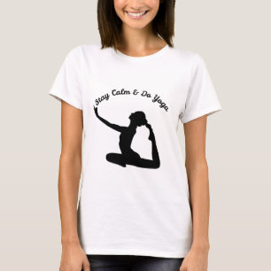 Camiseta Fique Calmo & Faça Yoga Pose de Yoga Mi