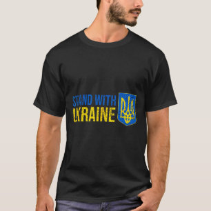 Camiseta Fique Com a Bandeira Ucraniana Brasão de Armas Ukr