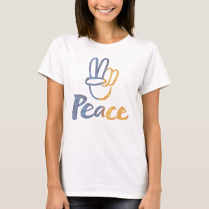 Camiseta Fique com a Ucrânia - Símbolo PEACE v-Sign Freedom