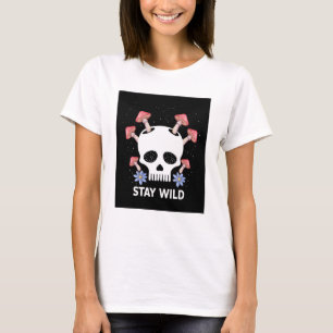 Camiseta Fique com cogumelos do crânio selvagem svg, Estilo