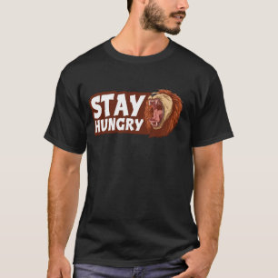 Camiseta Fique Com Fome, Leão Arado, Animais Selvagens Insa
