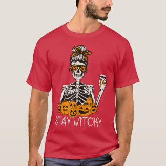 Camiseta Fique com o Bebendo do esqueleto Mensagem Bun Leop