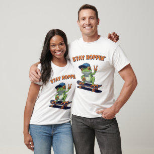 Camiseta Fique com o Design de Sapo de skater Legal do Hopp