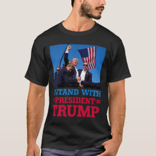 Camiseta Fique Com O Presidente Trump Após O Tiro Em H