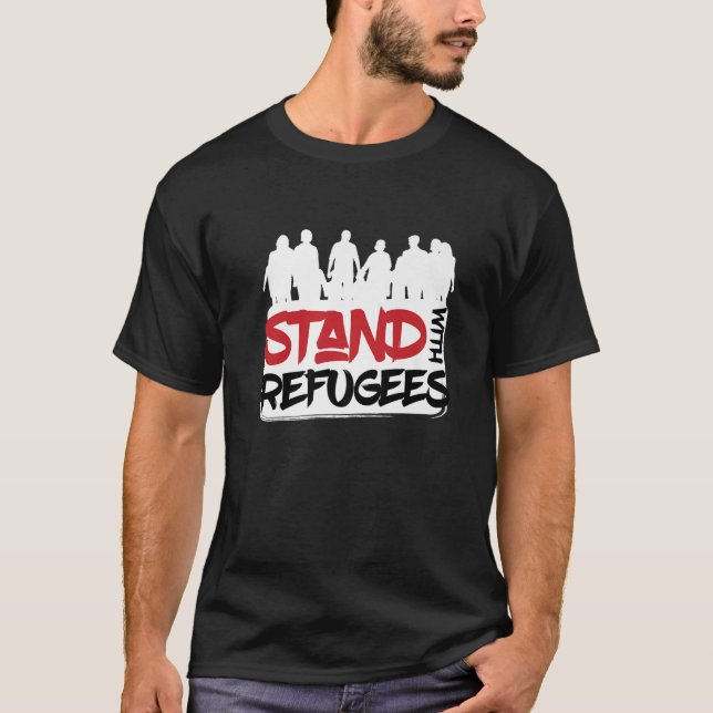 Camiseta Fique Com Refugiados Eu Refugiado Escapo Ajuda Ref (Frente)