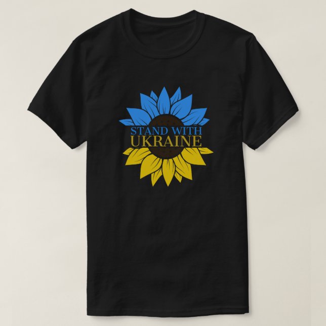 Camiseta Fique De Pé Com A Ucrânia Blue Yellow Sunflower (Frente do Design)