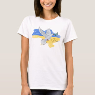 Camiseta Fique de pé com a Ucrânia O amor pela paz e a pomb