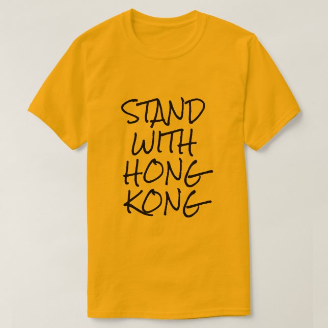 Camiseta Fique De Pé Com Hong Kong Amarelo (Frente do Design)