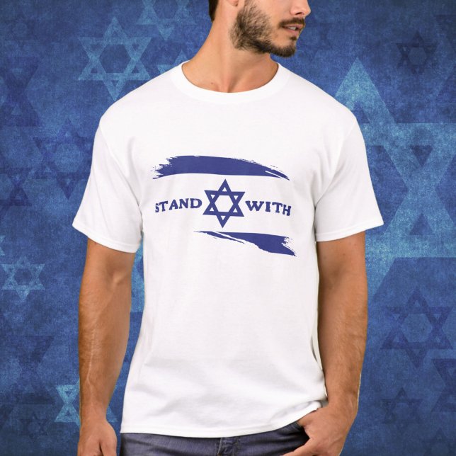 Camiseta Fique de pé com Israel Blue e White Flag (Criador carregado)