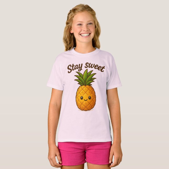 Camiseta Fique doce - Abacaxi bonito (Frente Completa)
