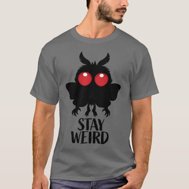 Camiseta Fique Esquisito Sinistro Fofo Mothman Críptido (Frente)