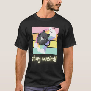 Camiseta Fique Estranho Gato de Smoking Invertido e Arco-ír