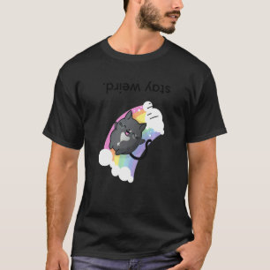 Camiseta Fique Estranho Gato de Smoking Invertido e Arco-ír