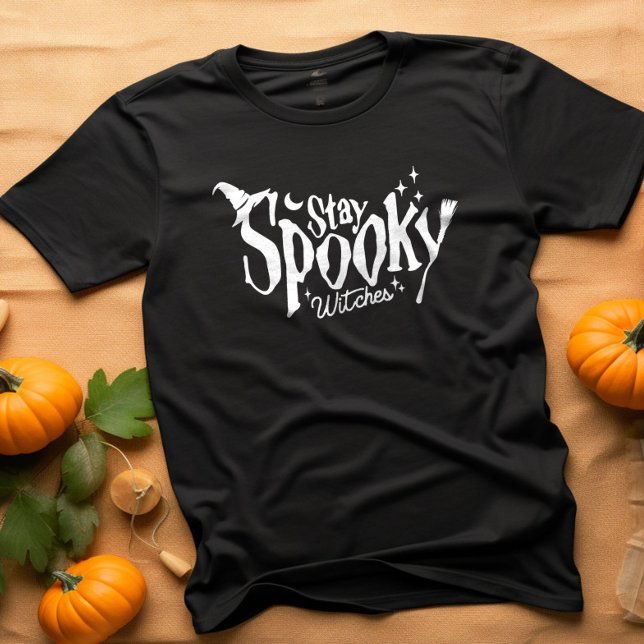 Camiseta Fique Feliz Bruxas Bruxas Bruxas Halloween Engraça (Stay Spooky Witches Witch Halloween Funny T-Shirt
)