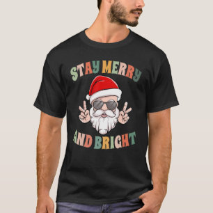 Camiseta Fique Feliz E Brilhante Boho Papai Noel Groovy Chr