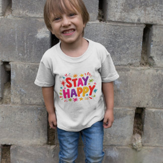 Camiseta Fique feliz - Mantenha feliz texto colorido