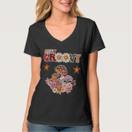 Camiseta Fique Groovy Retrô Cogumelo & Flor de Margarida Vi