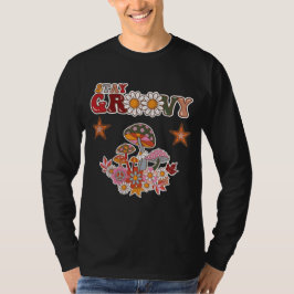 Camiseta Fique Groovy Retrô Cogumelo & Flor de Margarida Vi
