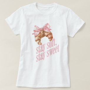 Camiseta Fique macio, fique doce Croissant com Laço