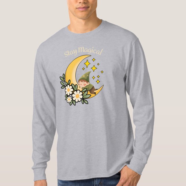Camiseta Fique Mágico Gnome na Lua Crescente  (Frente)