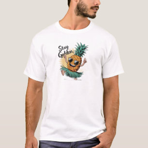 Camiseta Fique no Design de Havaiana de Abacaxi Legal Golde