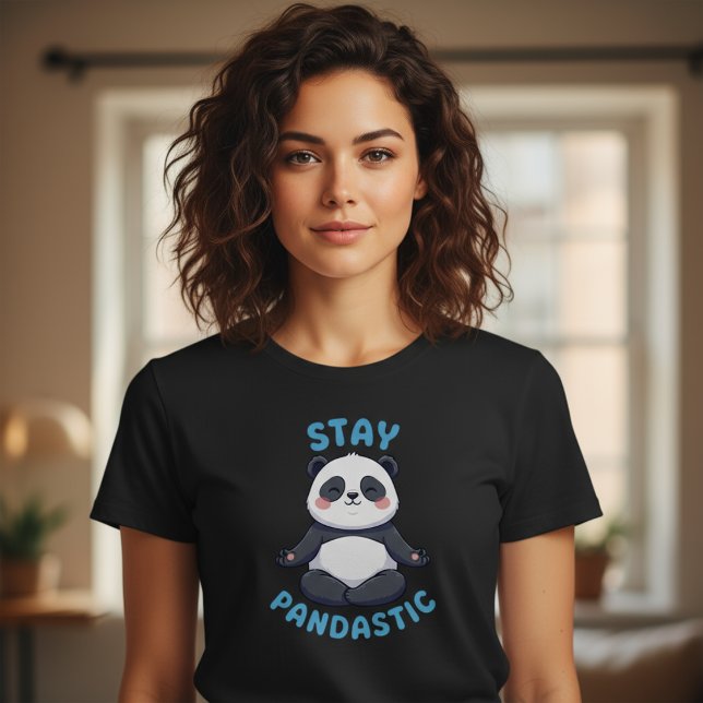 Camiseta Fique Pandástico, Meditação Panda Engraça (Criador carregado)