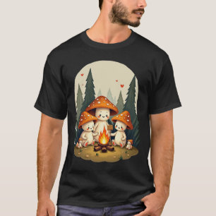 Camiseta Fique Positivo Ou Não Cogumelo Fogueira de Acampam