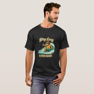 Camiseta Fique Preguiçoso & Pegue Ondas Funny Surfing Sloth