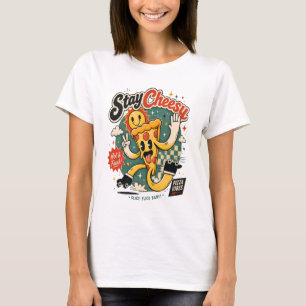 Camiseta Fique Queijosos Patinador de Roda Fatia de Pizza
