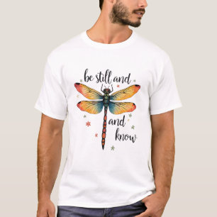 Camiseta Fique quieto e conheça Libélula Floral Cristã Verã