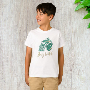 Camiseta Fique Selvagem Crânio Barbudo Moderno