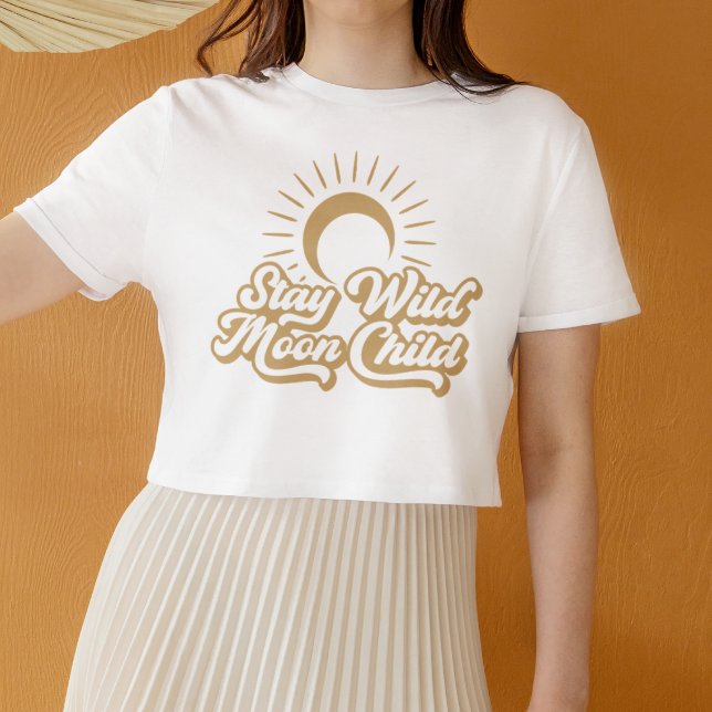 Camiseta Fique Selvagem Criança da Lua Boho (Criador carregado)